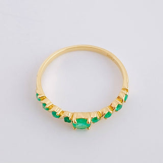 Anillo Solitario Esencia Esmeraldas 46pts | Oro Amarillo 18K | 1.95 g | T 8