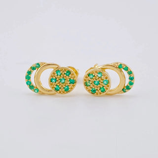 Topos Circulo Doble Media Luna Esmeraldas 44Pts | Oro Amarillo 18K | 2.75 g | 8 mm