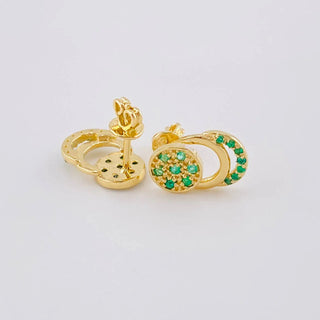 Topos Circulo Doble Media Luna Esmeraldas 44Pts | Oro Amarillo 18K | 2.75 g | 8 mm