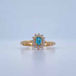 Anillo Solitario Halo Ovalado | Oro Amarillo 18K | 2.55 g | T6 1/4