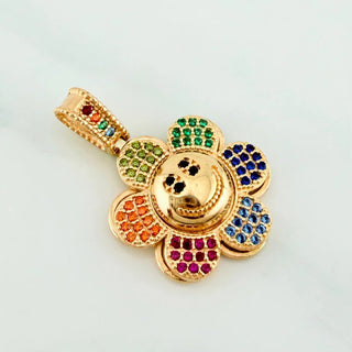 Dije Flor Feliz Movil | Oro Amarillo 18K | 4.5 g | 2.8 cm