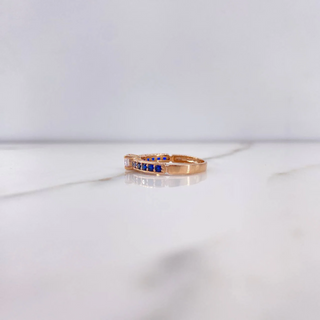 Anillo BV | Solitario Circones Azules Blanco Oro Rosa | 2.75gr | T6