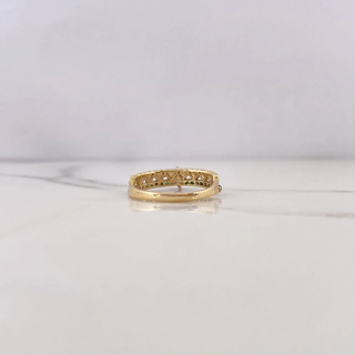 Anillo Solitario Corazones Linea | Oro Amarillo 18K | 2.45gr | T6 1/4 | Circones Verdes Blanco
