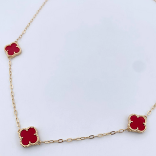 Cadena Trebol Aro Seguido | Oro Amarillo Nac.Esp. 18K | 9gr | 51cm | 1.8mm Agata Rojo