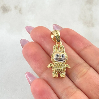 Dije Conejo Sonriente | Dos Oros Amarillo Blanco 18K | 6.25gr | 3.4cm