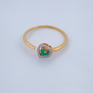 Anillo Corazon Esmeraldas | Dos Oros Amarillo Blanco 18K | 1.55gr | T7 1/2