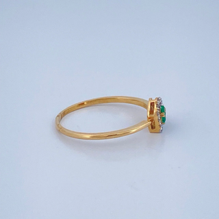 Anillo Corazon Esmeraldas | Dos Oros Amarillo Blanco 18K | 1.55gr | T7 1/2
