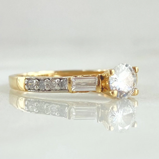 Anillo Solitario Imperial Tupido | Dos Oros Amarillo Blanco 18K | 2.1gr | T6 1/4