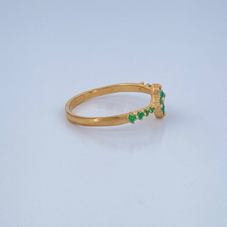 Anillo Floral Esmeraldas | Oro Amarillo 18K | 1.95gr | T8