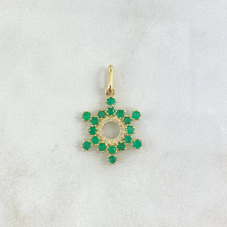 Dije Aro Estrellado | Esmeraldas 84 pts - Diamantes Blancos 20 pts Oro Amarillo (Joya) | 2.55gr | 2.9cm