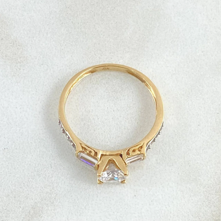 Anillo Solitario Imperial Tupido | Dos Oros Amarillo Blanco 18K | 2.1gr | T6 1/4