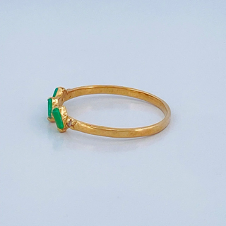 Anillo Tres Piedras Esmeraldas | Oro Amarillo 18K | 1gr | T6 1/4