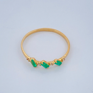 Anillo Tres Piedras Esmeraldas | Oro Amarillo 18K | 1gr | T6 1/4