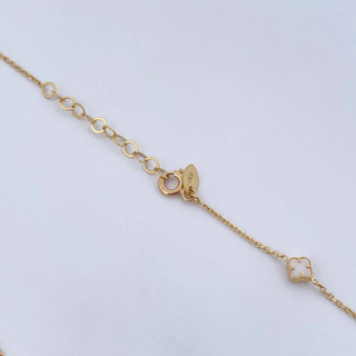 Cadena Trebol Aro Seguido | Oro Amarillo +4 18K | 5.3gr | 45.7cm | 1mm Agata Blanco