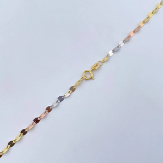 Cadena Flor Espejo | Tres Oros +3 18K | 2.2gr | 49.8cm | 2.6mm