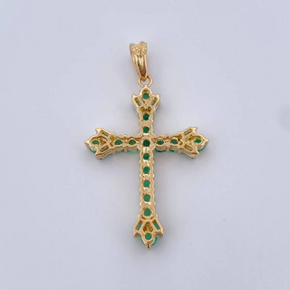 Dije Cruz | Oro Amarillo 18K (Joya) | 3.95gr | 3.8cm | Esmeralda 1.26 Qts