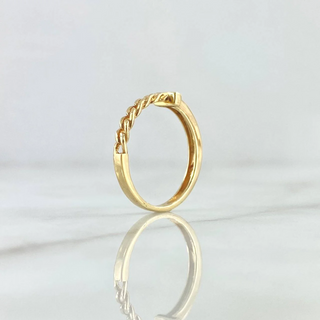Anillo Eslabones Cubanos | Oro Amarillo 18K | 2gr | T6 1/4 | Circones Blancos