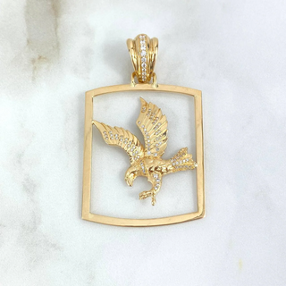 Dije Placa Silueta Águila | Oro Amarillo | 18.95gr | 6.8cm | Circones Blancos