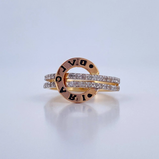 Anillo BV | Tres Oros 18K | 3.45gr | T7 | Circones Blancos