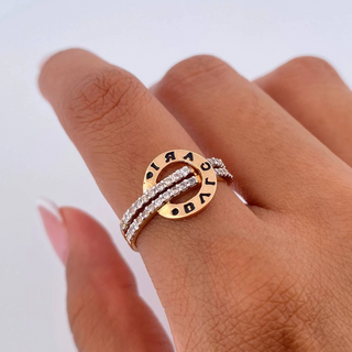 Anillo BV | Tres Oros 18K | 3.45gr | T7 | Circones Blancos