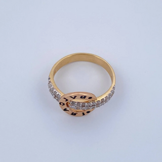 Anillo BV | Tres Oros 18K | 3.45gr | T7 | Circones Blancos