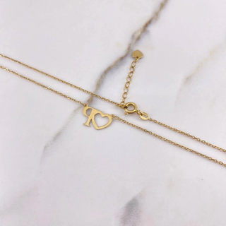Cadena Set Corazon | Oro Amarillo +4 | 2gr | 45cm | 1mm Silueta Letra P