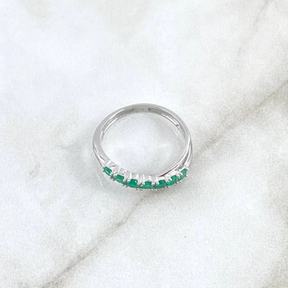 Anillo Churumbela Parcial En Infinito | Oro Blanco 18K | 2.7gr | T6 1/2 | Esmeraldas 46Pts