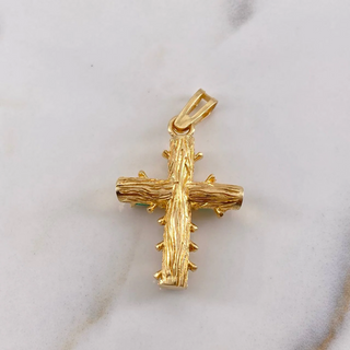 Dije Cruz Barroco | Oro Amarillo 18K | 5.25gr | 3.5cm | Esmeraldas 2.03 Qts