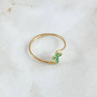Anillo Crúz | Oro Amarillo 18K | 1.15gr | T5 3/4 | Esmeraldas 15pts