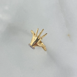 Anillo Mano | Dos Oros Amarillo Blanco | 2.8gr | T6 3/4 | Circones Blancos