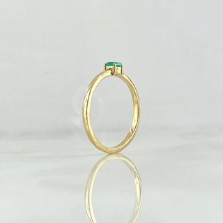 Anillo Solitario Rectangular | Esmeralda 7pts Oro Amarillo 18K | 1.85gr | T6 1/2