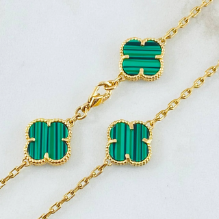 Cadena Aro seguido Trebol Verde | Oro Amarillo Nac.Esp. 18K | 27.8gr | 60cm