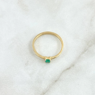Anillo Solitario Rectangular | Esmeralda 7pts Oro Amarillo 18K | 1.85gr | T6 1/2