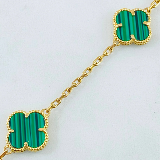 Cadena Aro seguido Trebol Verde | Oro Amarillo Nac.Esp. 18K | 27.8gr | 60cm