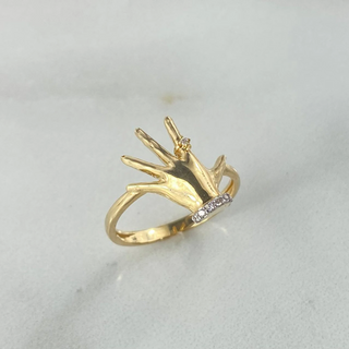 Anillo Mano | Dos Oros Amarillo Blanco | 2.8gr | T6 3/4 | Circones Blancos