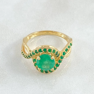 Anillo Ojo Triple Infinito | Oro 18K | Esmeraldas 1.80 Qts | 4.4gr | T6 3/4