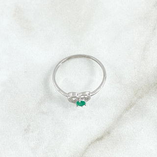 Anillo Corazón Vacío | Oro Blanco 18K | 1.4gr | T7 | Esmeralda 12pts