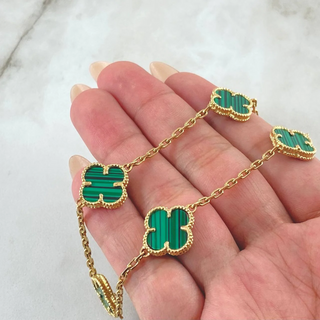 Cadena Aro seguido Trebol Verde | Oro Amarillo Nac.Esp. 18K | 27.8gr | 60cm