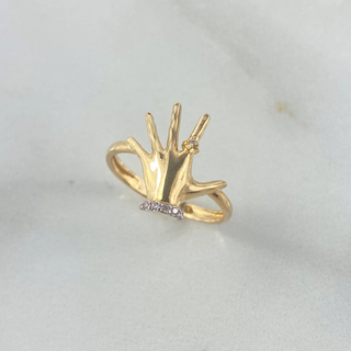 Anillo Mano | Dos Oros Amarillo Blanco | 2.8gr | T6 3/4 | Circones Blancos