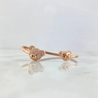 Pulso Aro Abrazo Osos | Circones Blancos y Negros Oro Rosa | 7gr | 17cm