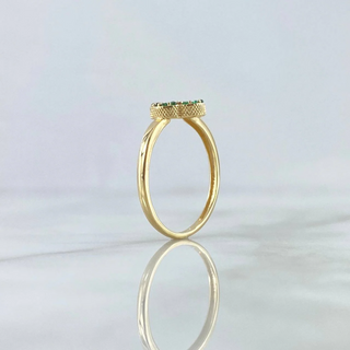 Anillo Silueta Trébol | Oro Amarillo 18K | 2.05gr | T7 1/4 | Circones Verdes
