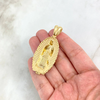 Dije Virgen Guadalupe | Circones Blancos Tres Oros | 16.35gr | 5.5cm