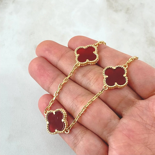 Cadena Cajón Trébol VCyA | Ambar Rojo Oro Amarillo Nac.Esp. 18K | 37.9gr | 65cm | 2mm