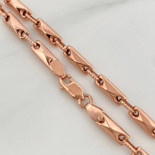 Pulso Rustico Rombo | Oro Rosa 18K | 4.85gr | 21cm | 1.6mm