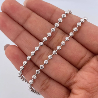 Cadena Militar | Oro Blanco +3 18K | 14.65gr | 60.4cm | 2.7mm Diamantado Luna