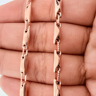 Pulso Rustico Rombo | Oro Rosa 18K | 4.85gr | 21cm | 1.6mm