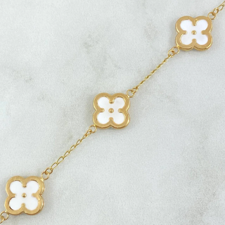 Pulso Aro Seguido Trébol VCyA | Oro Amarillo 18K | 5gr | 19cm | 13mm Blanco Electrostático Liso