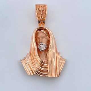 Dije Rostro Cristo | Dos Oros Blanco Rosa 18K | 21.75gr | 5.5cm