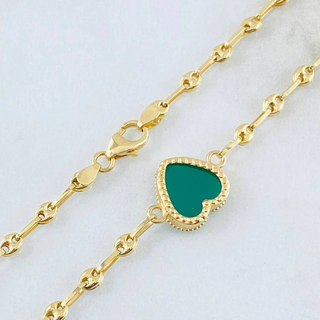 Cadena GC Corazón Verde | Oro Amarillo 18K | 10.65gr | 50cm