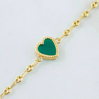 Cadena GC Corazón Verde | Oro Amarillo 18K | 10.65gr | 50cm